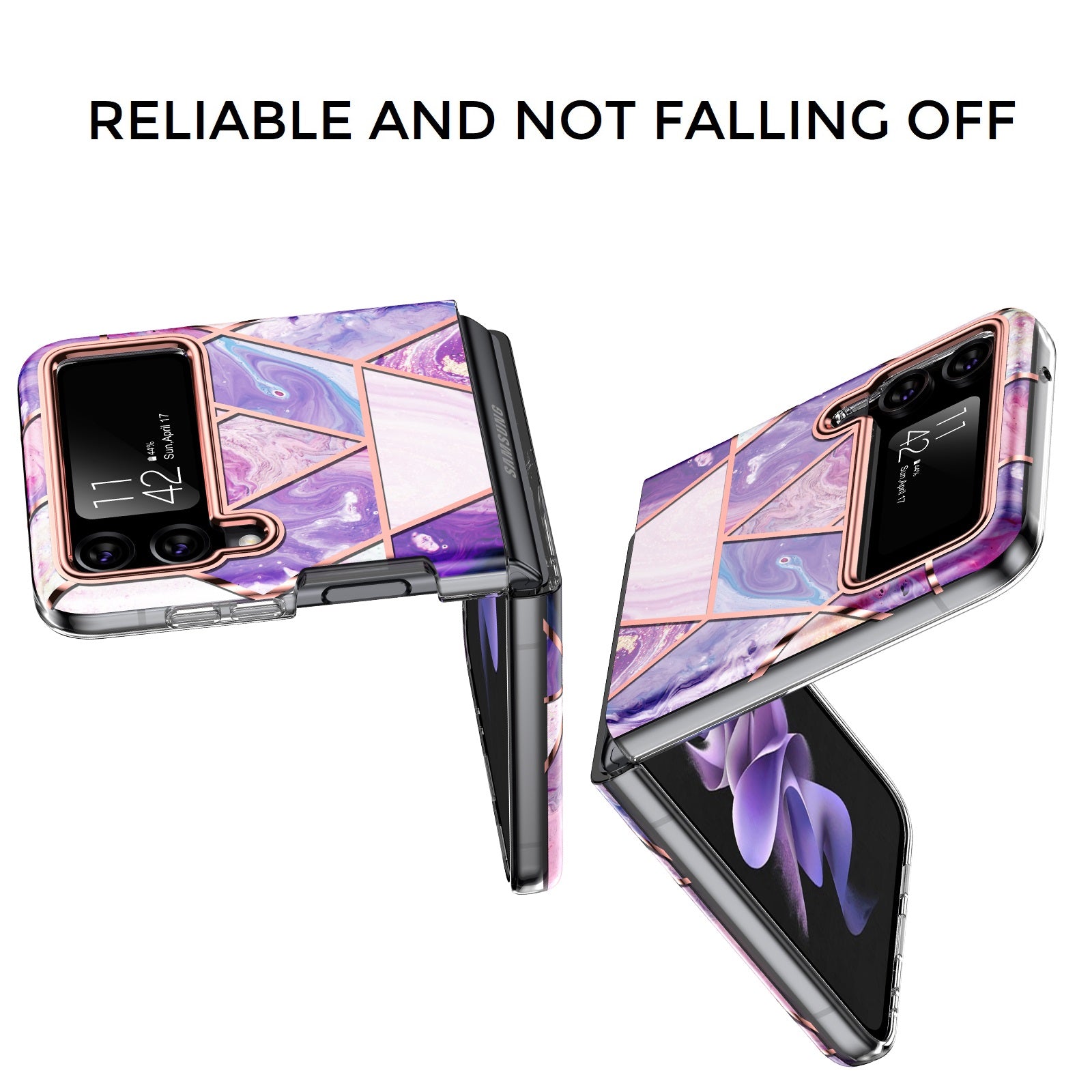 Samsung Galaxy Z Flip 3 Case | Slim Marble Shockproof Bumper Stylish Phone Cover |  Purple
