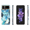 Samsung Galaxy Z Flip 4 Case + Galaxy Buds Case | Marble Pattern Phone Cover | Blue
