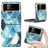 Samsung Galaxy Z Flip 4 Case + Galaxy Buds Case | Marble Pattern Phone Cover | Blue