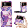 Samsung Galaxy Z Flip 4 Case + Galaxy Buds Case | Marble Pattern Phone Cover |  Purple