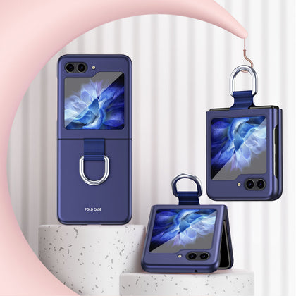 Samsung Galaxy Z Flip 5 Case Cover | Hard PC Phone Case with Ring Holder  | Blue