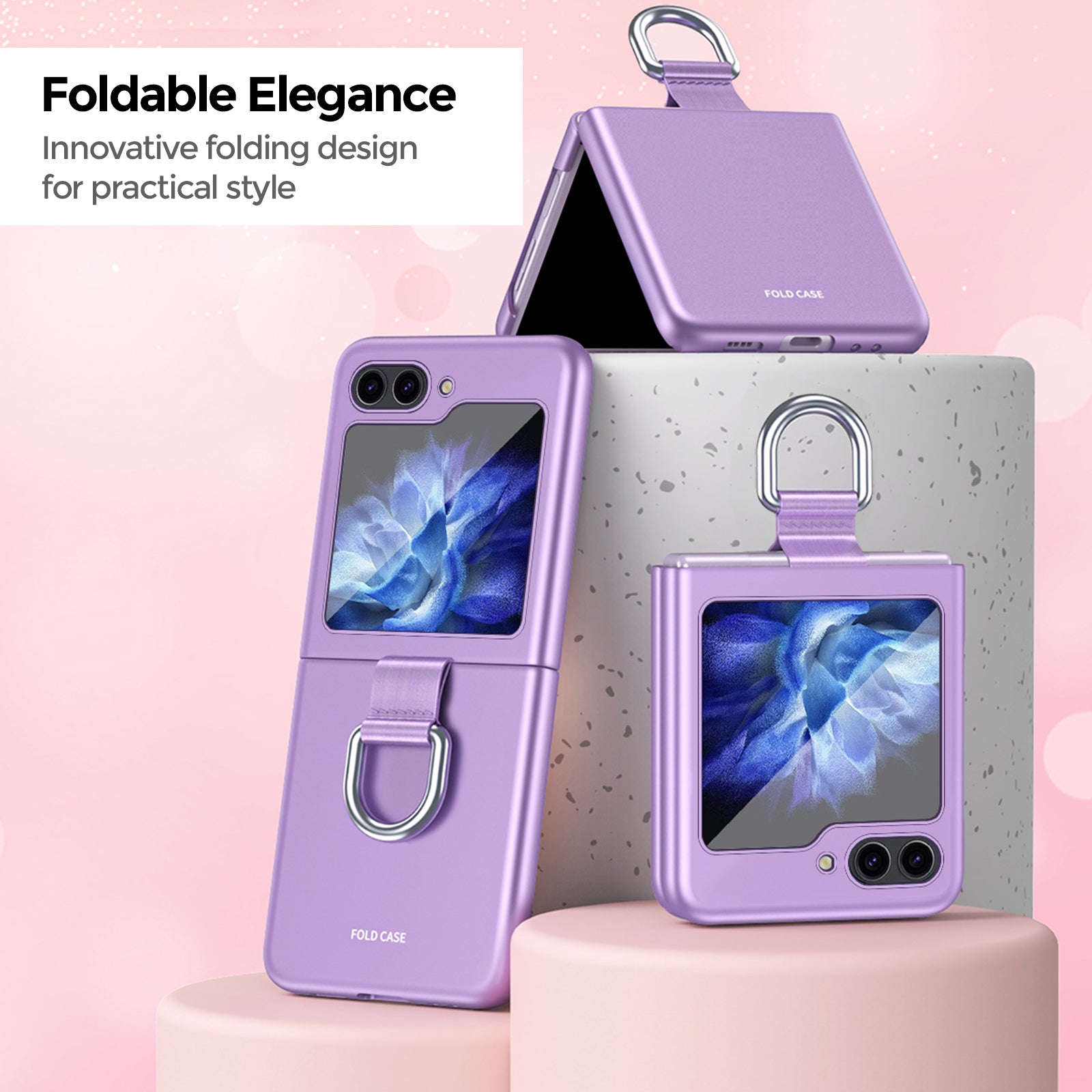 Samsung Galaxy Z Flip 5 Case Cover | Hard PC Phone Case with Ring Holder  | Green