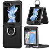 Samsung Galaxy Z Flip 5 Case Cover | Leather Case With Ring Holder | Black