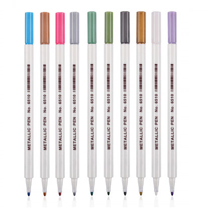 Metallic Marker Pens -10 Colors Fine Tip Drawing Painting Pens for Scrapbook DIY Photo Album Multicolor