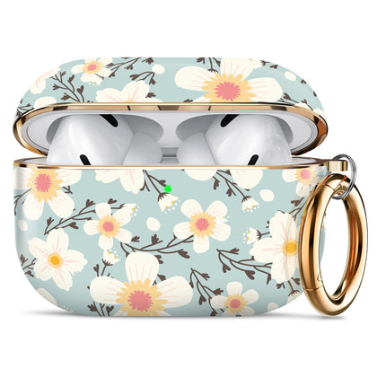 AirPods Pro Case | Cute Flower Skin Hard PC Shockproof Protective Cover | Cyan