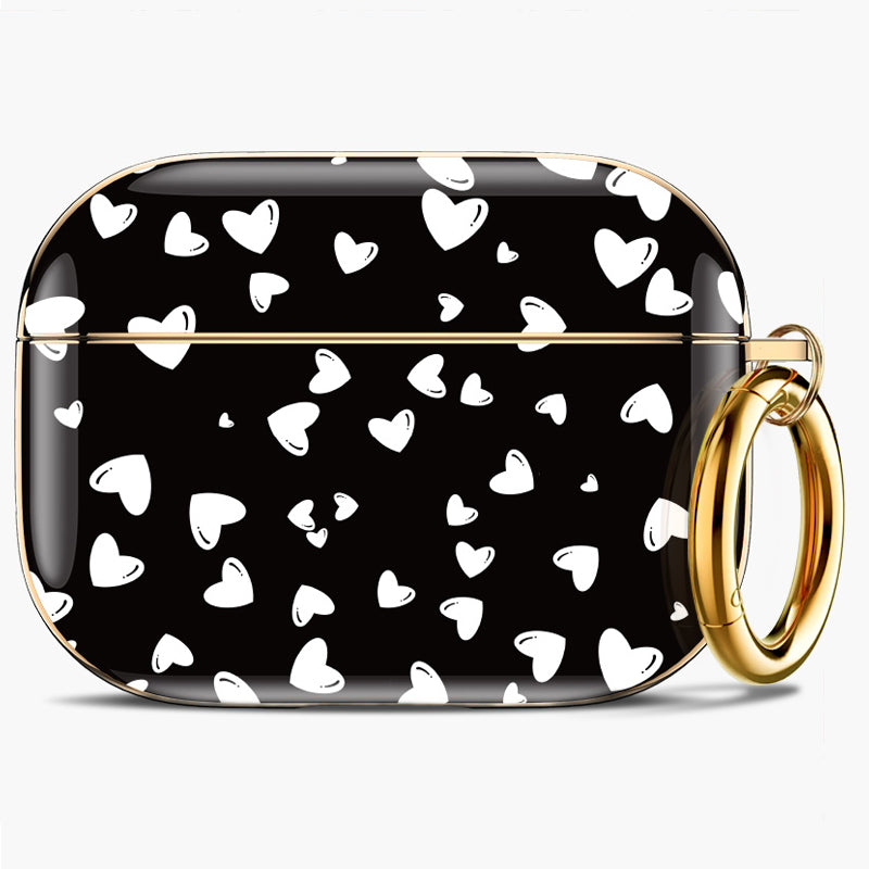 O Ozone - Case for Airpods Pro 2nd Generation - Black With White Hearts