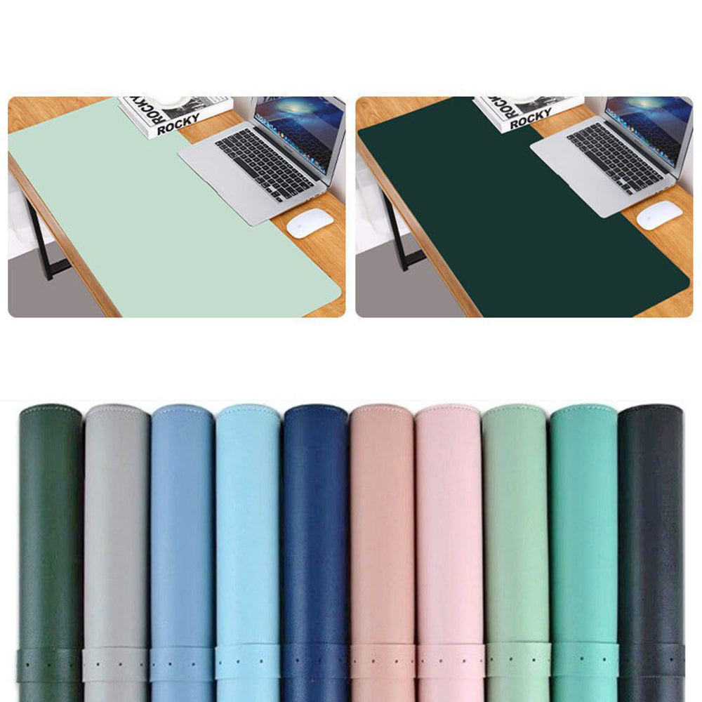 Double-Sided Universal Desk Mat, Desktop & Keyboard Mat, Large Mouse Pad PU Leather Waterproof Mat for Office Laptops  [80x40cm] - Silver, Pink