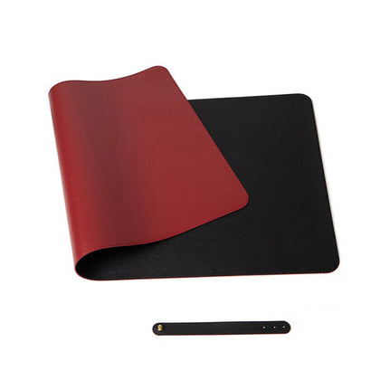 Double-Sided Universal Desk Mat, Desktop & Keyboard Mat, Large Mouse Pad PU Leather Waterproof Mat for Office Laptops  [80x40cm] - Black, Red