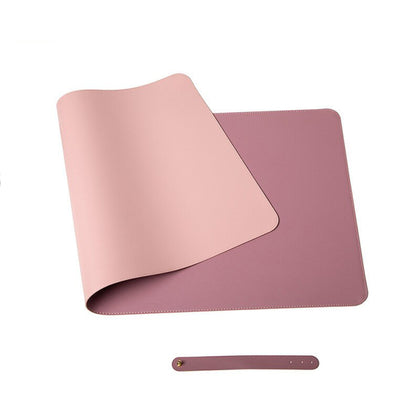 Double-Sided Universal Desk Mat, Desktop & Keyboard Mat, Large Mouse Pad PU Leather Waterproof Mat for Office Laptops  [80x40cm] - Purple, Pink