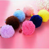 Pompoms Keychain Small Faux Fur Ball with Gold Plated Keyring |  Blue