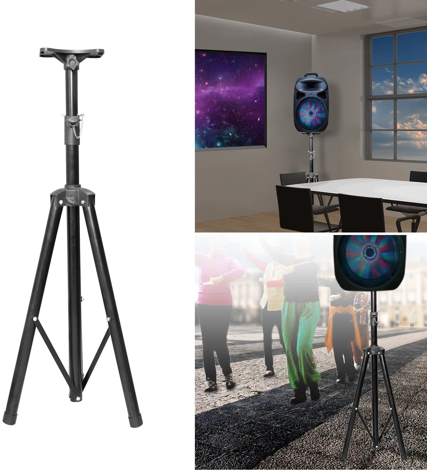 Projector Tripod Stand |Universal Speaker Stand Mount Holder |Adjustable Height from 40Inch to 71Inch] with Mounting Bracket & Rack Tray