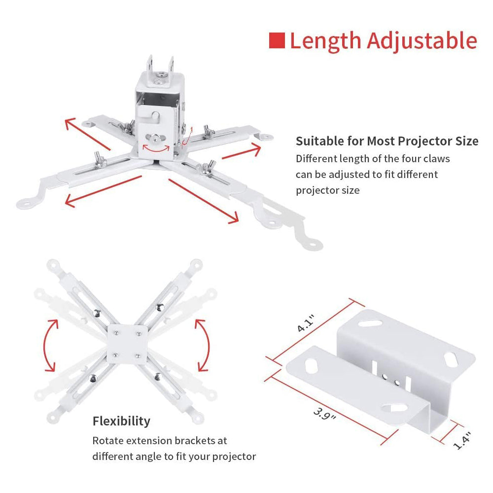 Projector Ceiling Mount for LCD / DLP Adjustable Height Projector Wall Mount Stand [Expandable Size 5''-24'']