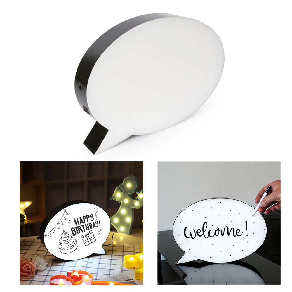 LED Message Bubble Light Box Wall Decoration DIY Handwriting Letter Message Board LED Drawing Box with 3 Marker Pen Eraser Attached & USB Cable