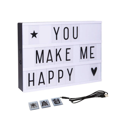 Message LED Lightbox with Combination Letters, Numbers & USB Cable DIY Light Box [ A5 Size ] Wall Decoration For Party