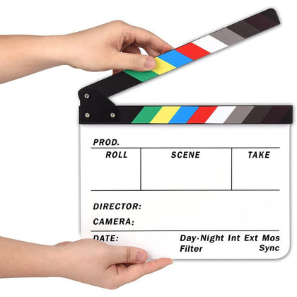 Professional Clapperboard Studio Camera Photography Video Acrylic Director Film Clapboard [Clapper Board Slate] [9.85Inch x 11.8 inch]