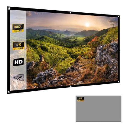 Anti-Light Projector Screen Foldable | 16:9 Anti-Crease Outdoor Indoor Portable Projector Screen For Home Theater Projection [Support Full HD, 4K ]