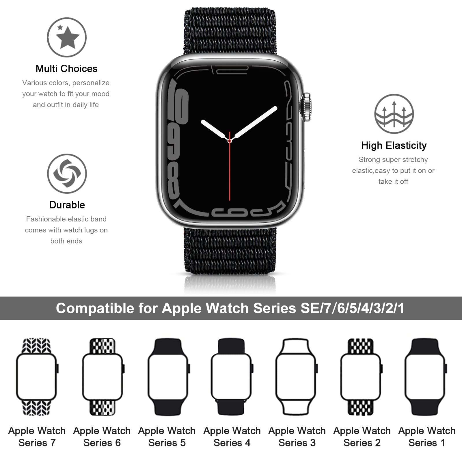 Apple Watch 41mm / 40mm / 38mm | Nylon Sport Strap Watch Band | Anchor Grey