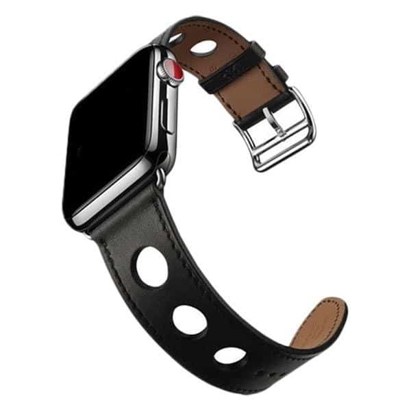 Apple Watch Ultra 49mm / 45mm / 44mm / 42mm | Big Hole Design Leather Strap | Black