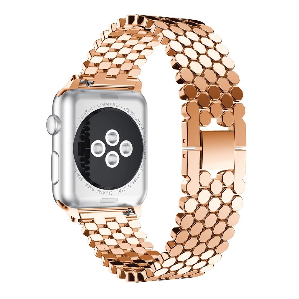 Apple Watch 41mm / 40mm / 38mm | Fish-Scale Pattern Metal Bands |Rose Gold