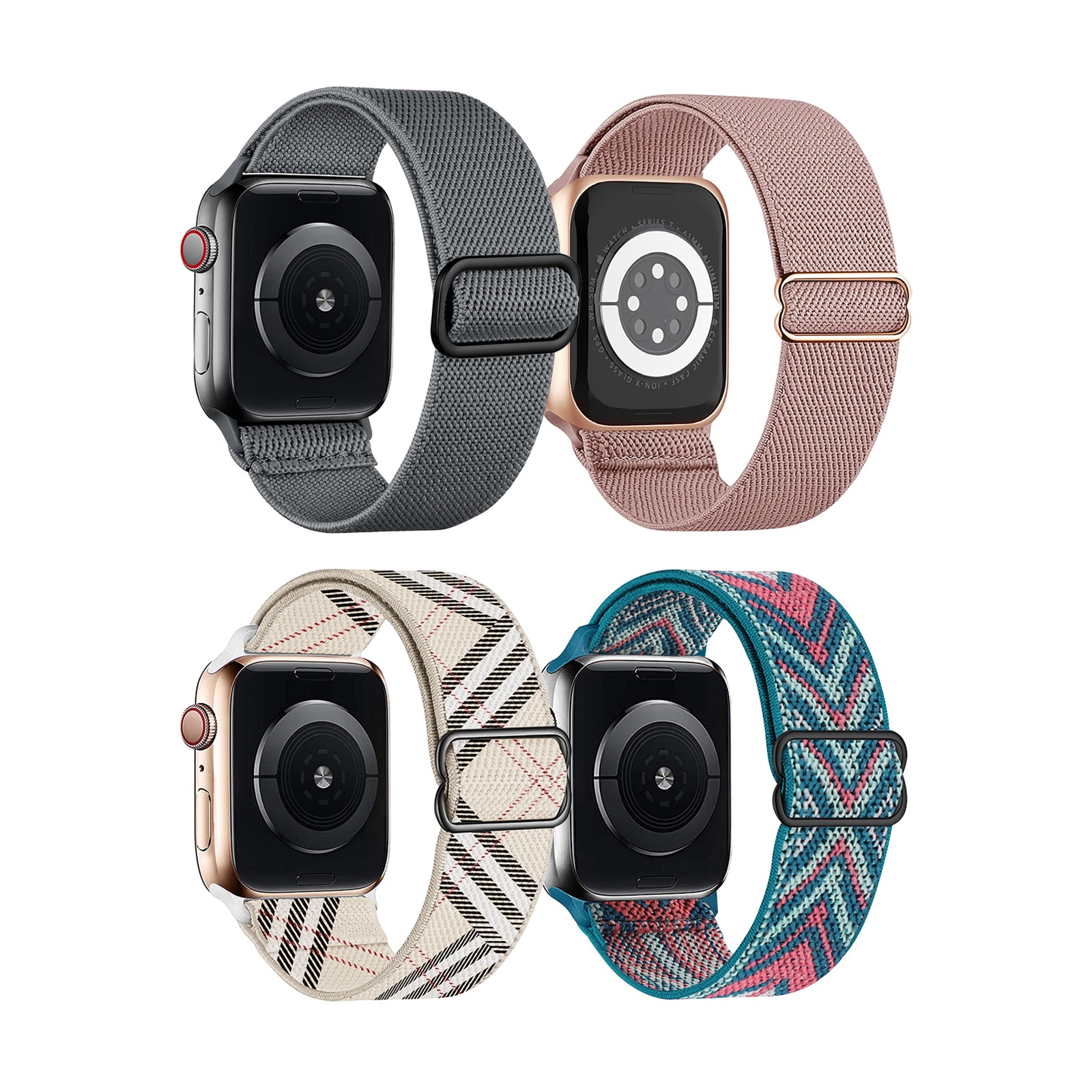 Pack 4 Stretchy Nylon Replacement Band For Apple Watch Band 38mm 40mm 41mm