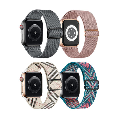 Pack 4 Stretchy Nylon Replacement Band For Apple Watch Band 38mm 40mm 41mm