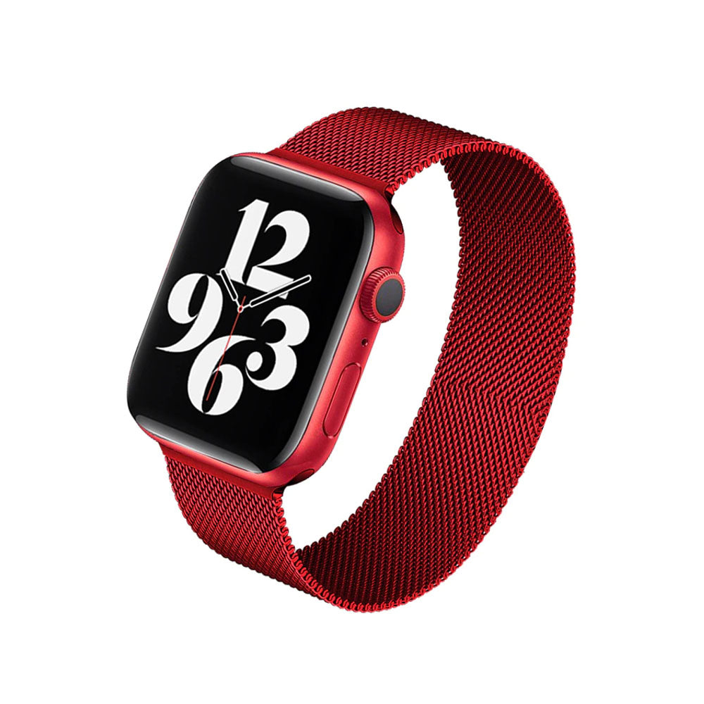 Apple Watch Ultra 49mm / 45mm / 44mm / 42mm | Milanese Magnetic Straps| Red