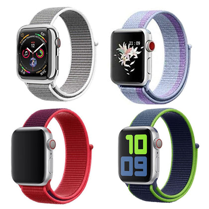 Pack of 4 Nylon Sport Strap For Apple Watch Band 42mm 44mm 45mm 49mm Men Women- A