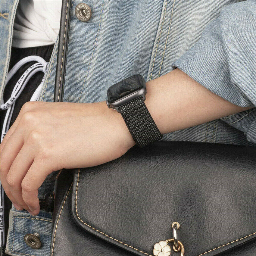 Pack of 4 Nylon Sport Strap For Apple Watch Band 42mm 44mm 45mm 49mm Men Women- A
