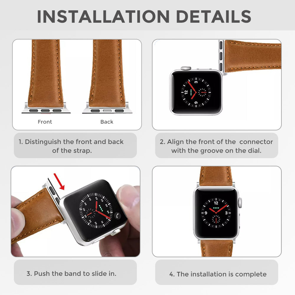 Apple Watch Ultra 49mm / 45mm / 44mm / 42mm | Leather Straps| Black