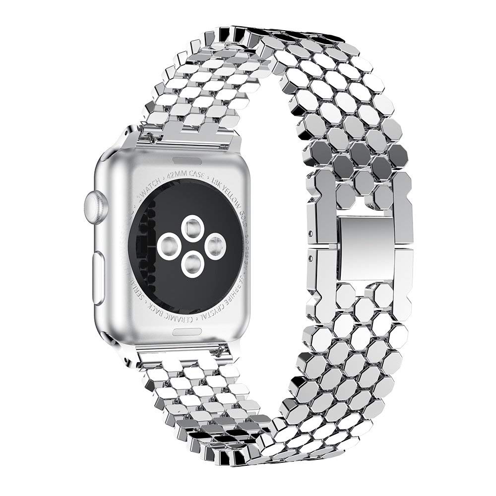 Apple Watch Ultra 49mm / 45mm / 44mm / 42mm | Stainless Steel Bands |Fish scale Pattern | Silver