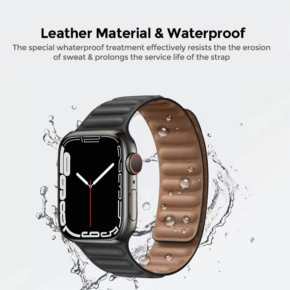 Apple Watch Ultra 49mm / 45mm / 44mm / 42mm | Leather Magnetic Loop Watch Band Strap | Yellow