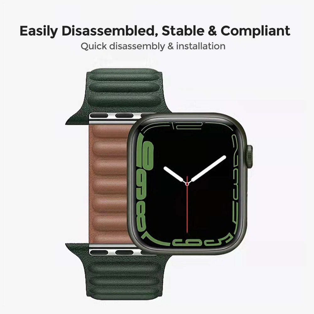 Apple Watch Ultra 49mm / 45mm / 44mm / 42mm | Leather Magnetic Loop Watch Band Strap | Green