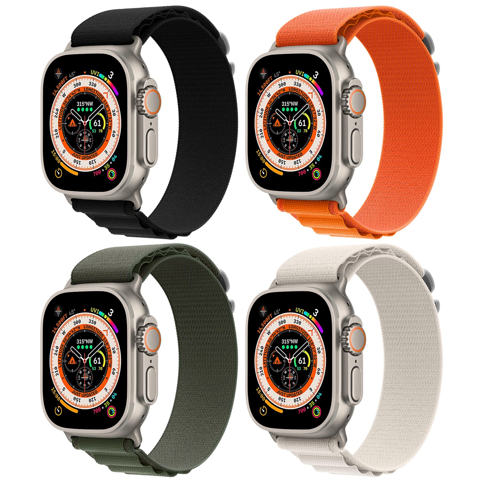 Apple Watch Ultra 49mm / 45mm / 44mm / 42mm | Alpine Loop Straps [Pack of 4] | Orange