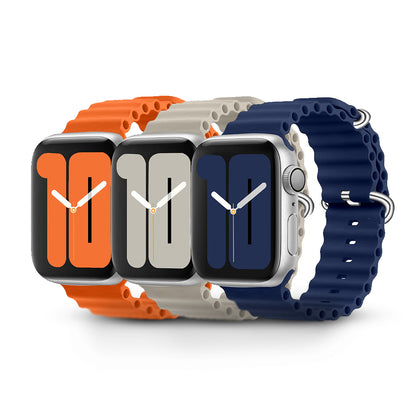 Apple Watch Ultra 49mm / 45mm / 44mm / 42mm | Silicone Ocean Band | Orange/Beige/Midnight Blue