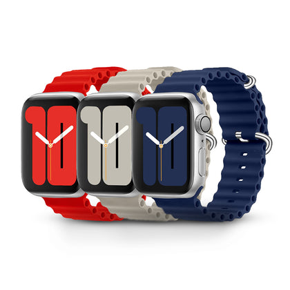 Apple Watch Ultra 49mm / 45mm / 44mm / 42mm | Silicone Ocean Band | Midnight Blue / Beige / Red