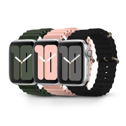 Apple Watch Ultra 49mm / 45mm / 44mm / 42mm | Silicone Ocean Band | Light Pink/Black/Green
