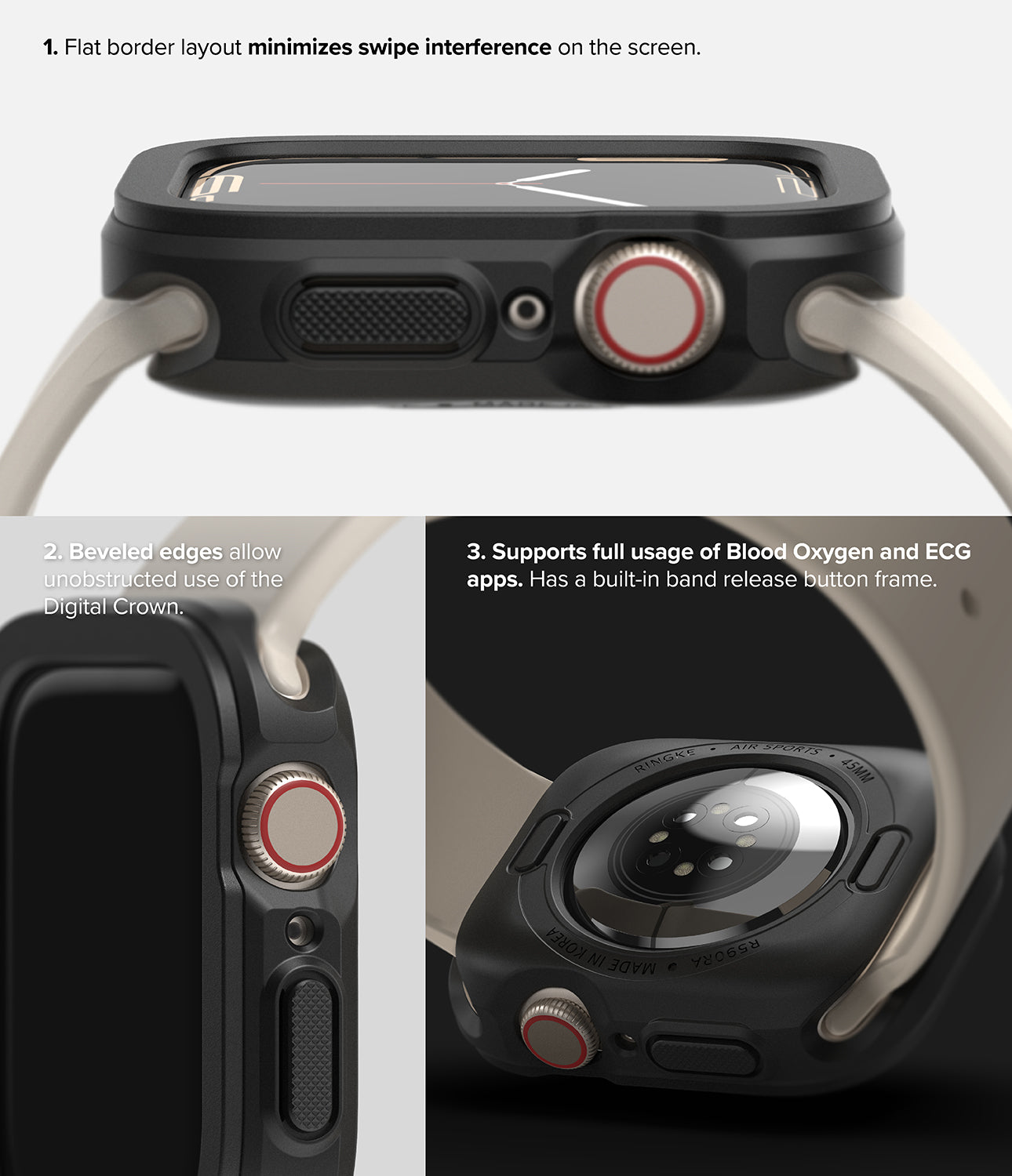 Apple Watch 7 45mm/iWatch Series 4/5/6/SE 44mm Case| Air Sports Series| Dark Gray