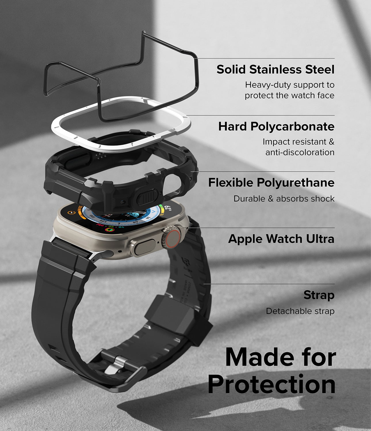 Ringke - Apple Watch Ultra 2 / 1 [Watch Band + Case] | Fusion-X Guard Series | Black (White Index)