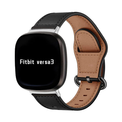 Leather Watch Band Straps | Fitbit Sense & Fitbit Versa 3 Smart WatchBlack