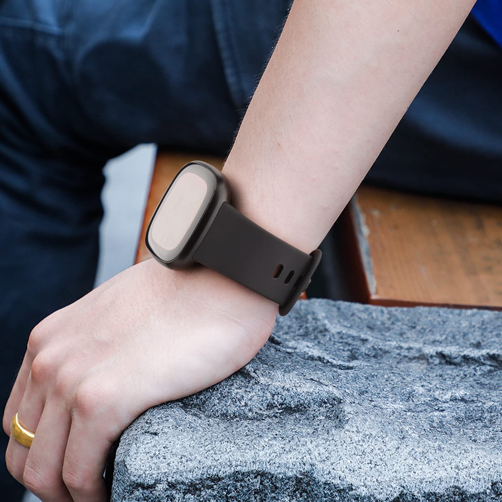 Silicone Bands with Case | Fitbit Sense & Fitbit Versa 3 Smart Watch |Black