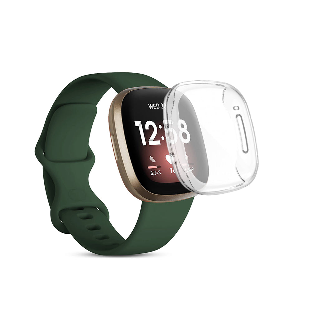 Silicone Bands with Case | Fitbit Sense & Fitbit Versa 3 Smart Watch | Green
