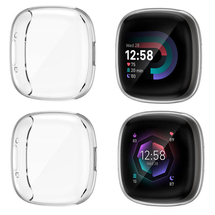 Fitbit Sense2/Versa 4 Screen Protector Case | Soft TPU Plated Bumper Full Protective Case |Pack of 2 |Transparent