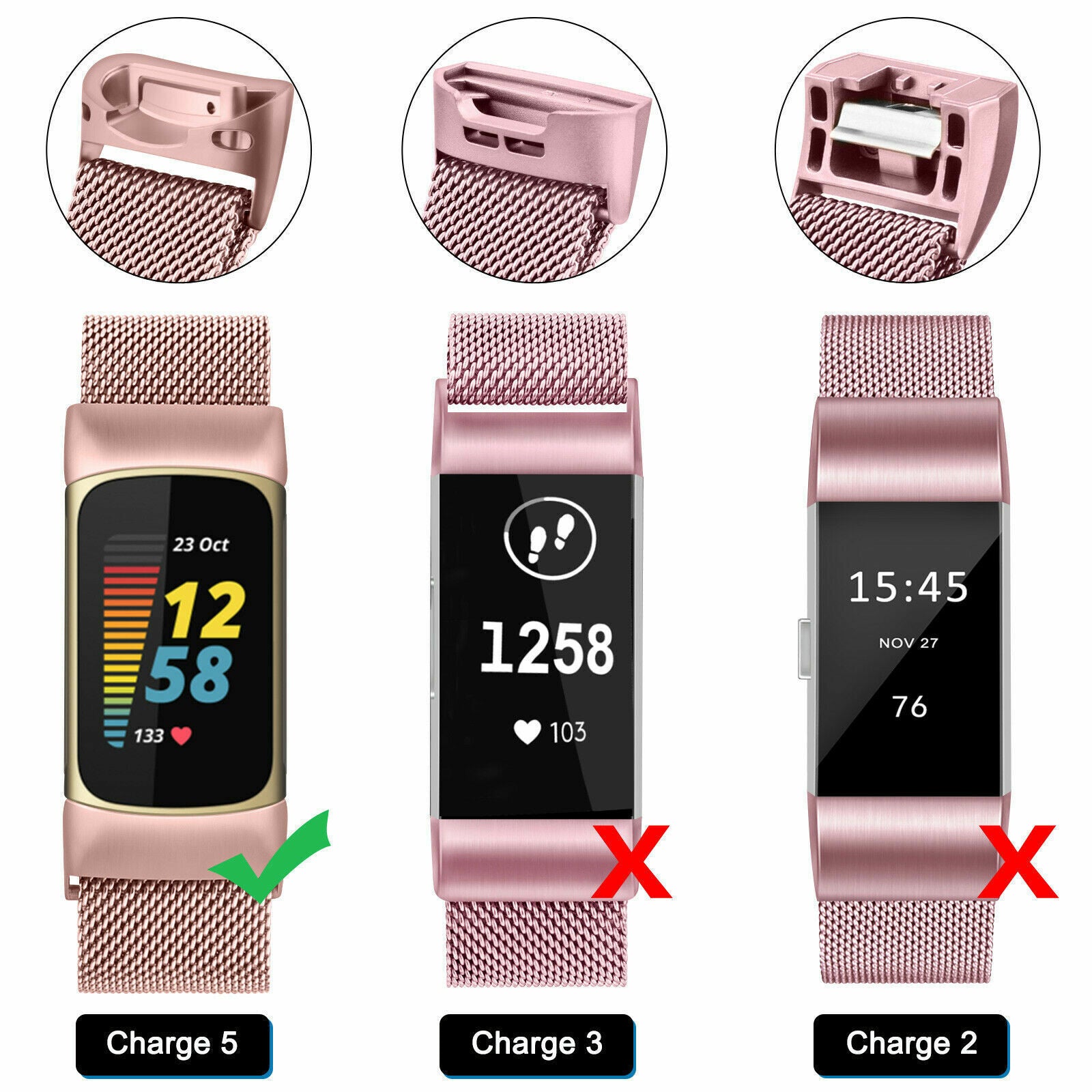Leather Watch Band | Fitbit Charge 5 Smart Watch| Orange