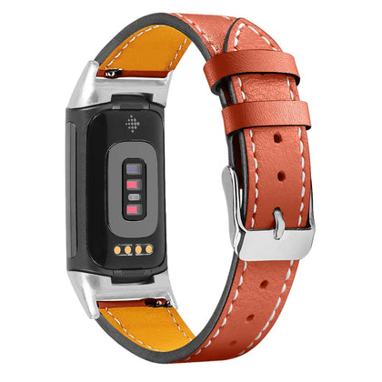 Leather Watch Band | Fitbit Charge 5 Smart Watch| Orange