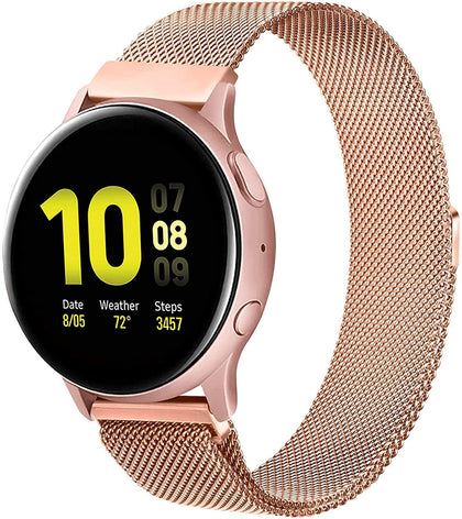 Samsung Galaxy Watch 4 40mm 44mm/Classic/Active 2 40mm 44mm/Galaxy Watch 3 41mm | Milanese Loop Metal Watch Band Strap | Rose Gold