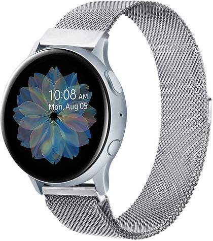 Samsung Galaxy Watch 4 40mm 44mm/Classic/Active 2 40mm 44mm/Galaxy Watch 3 41mm | Milanese Loop Metal Watch Band Strap | Silver