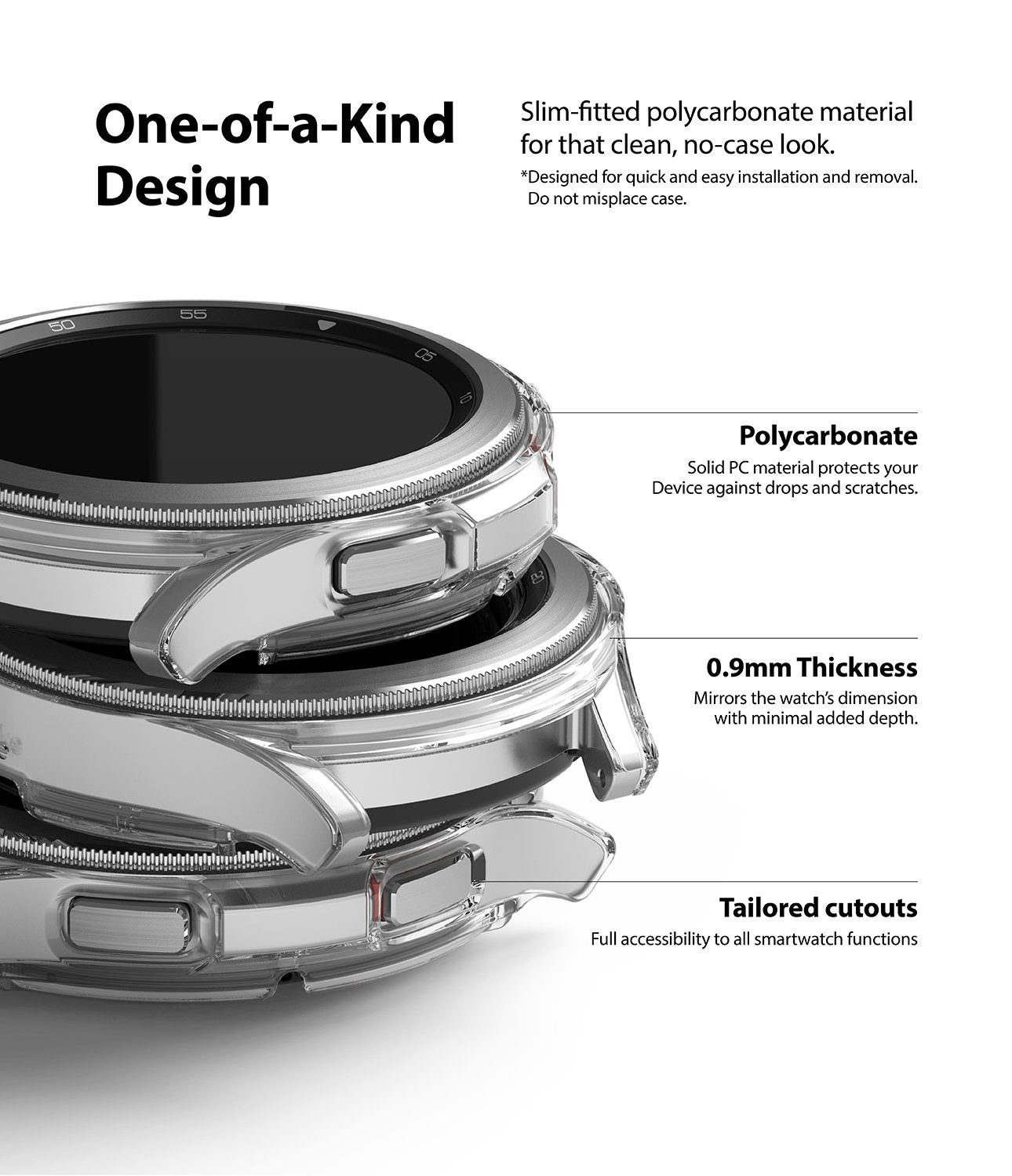 Samsung Galaxy Watch 4 Classic 46mm Case| Slim Series| Clear + White