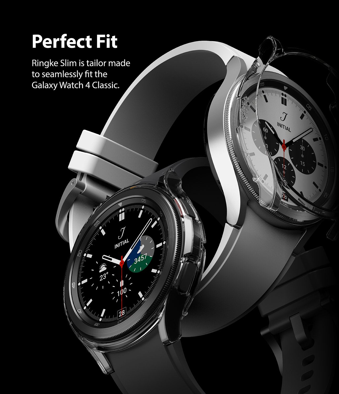 Samsung Galaxy Watch 4 Classic 46mm Case| Slim Series| Clear + White