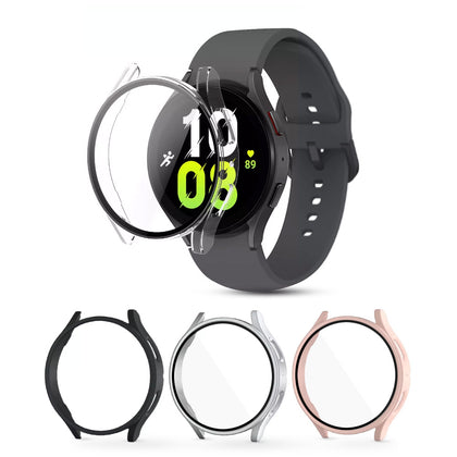 Matte Case with Built in Screen Protector | Galaxy Watch 5 40mm  Pack of 4  Protective cover | Clear/Black/Silver/Pink Sand