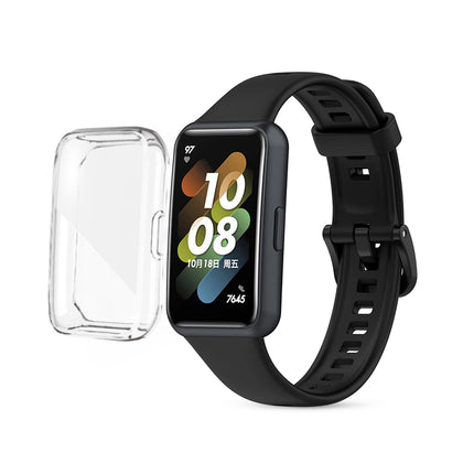 Huawei Watch Band 7 | Silicone Watch Band Strap + TPU Watch Case | Black